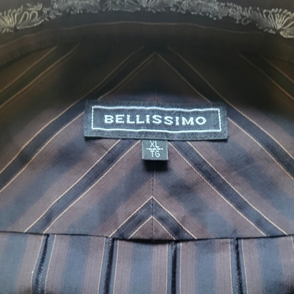 bellissimo Mens Long Sleeve Collard Stripped Dress Shirt Size XL - Picture 2 of 7